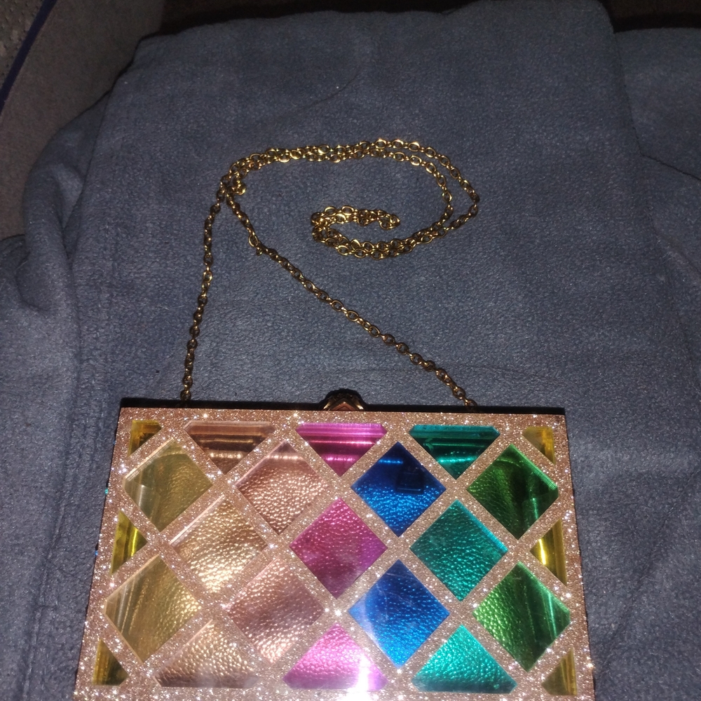 Kurt Geiger Multicolor Clutch with Gold Chain